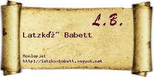 Latzkó Babett névjegykártya